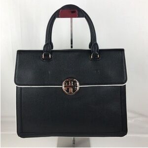 Tory Burch Black Satchel with Gold Accents